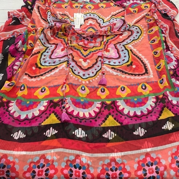 Bleu Rod Beattie Go For Bold Chiffon Caftan Cover Up dress women flowy boho - Picture 3 of 6